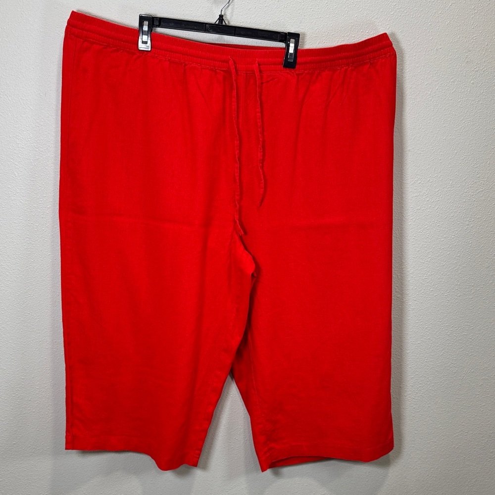 DKNY Bold Red linen‎ blend cropped pants